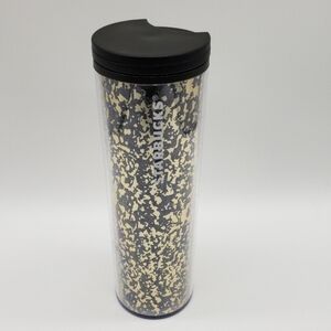 Starbucks 16oz Travel Tumbler Black With Gold Fleck Print. Like New